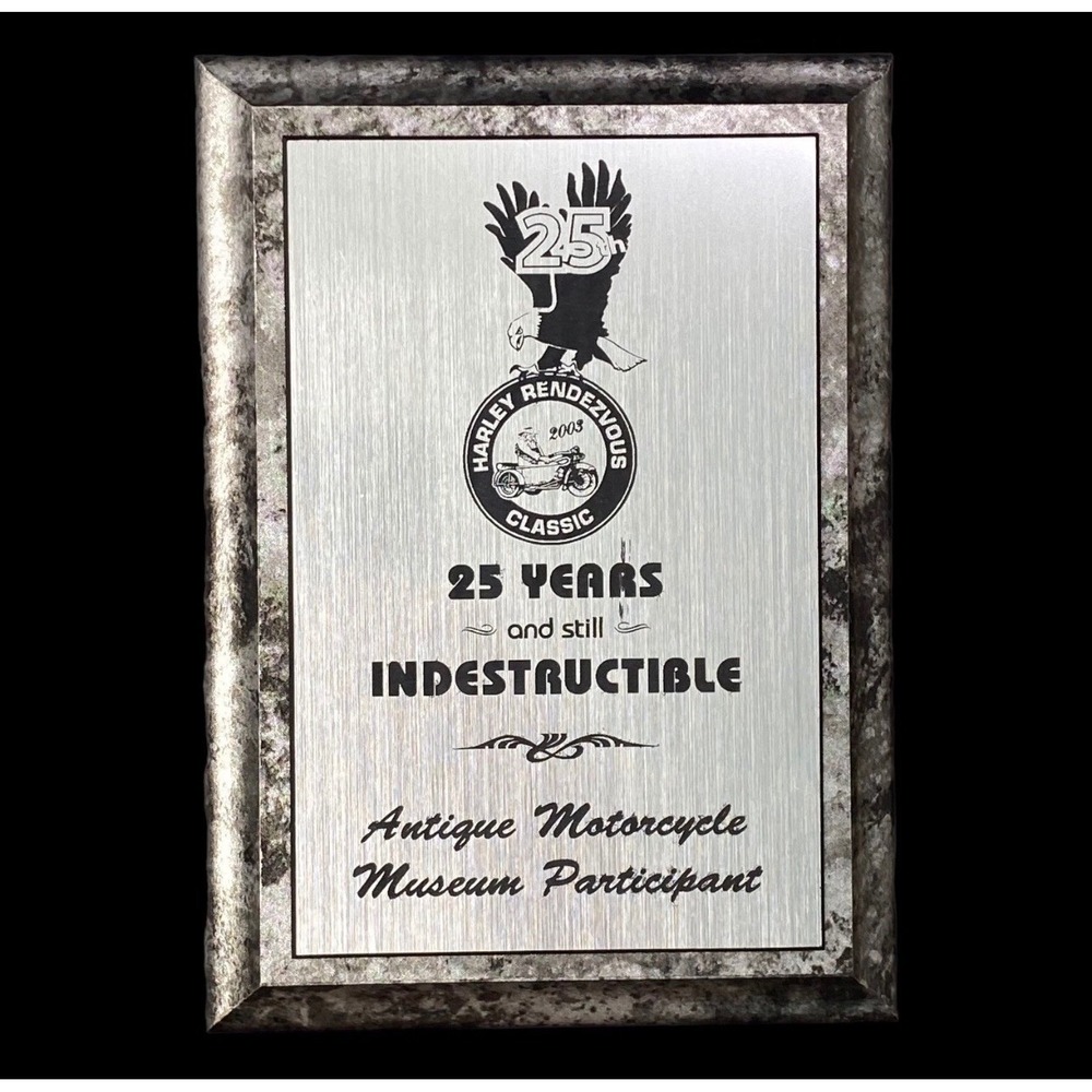 2003 Harley Rendezvous Classic 25th Anniversary Antique Motorcycle Museum Plaque